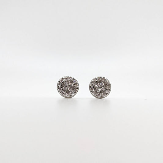 925 Sterling Silver Round  Studs with Zircons