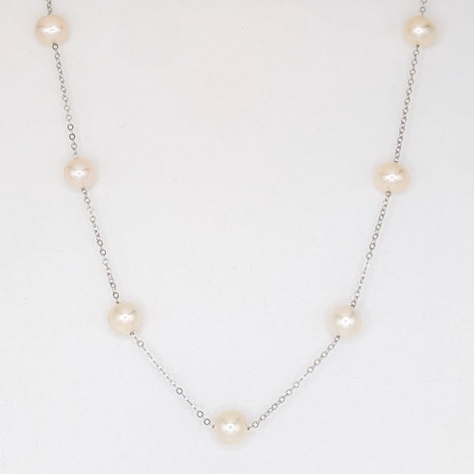 925 Sterling Silver Single Pearls Necklace