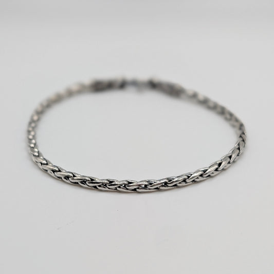 Polished sterling silver Spiga chain Bracelet with braided like design.