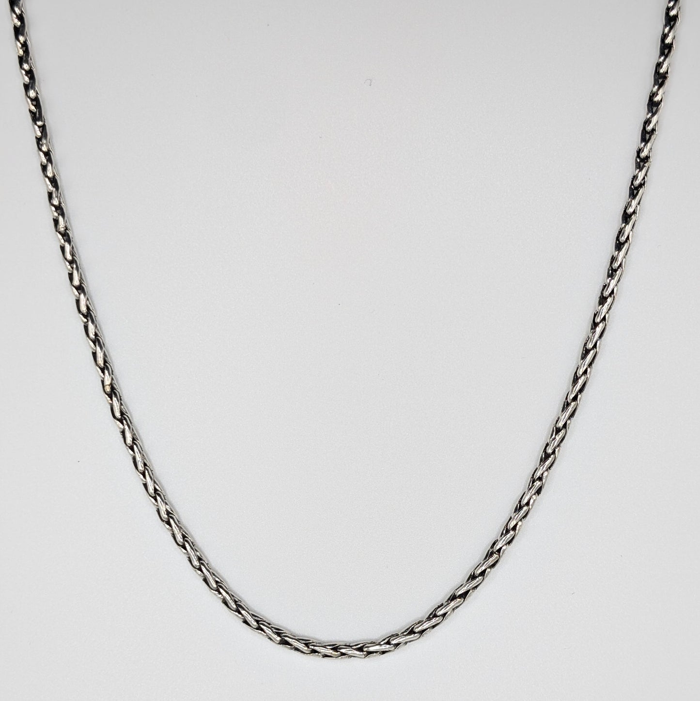 Polished sterling silver Spiga chain Necklace with braided like design.
