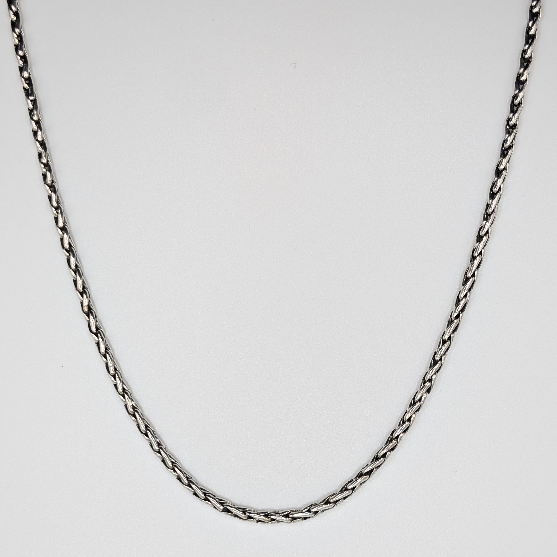 Polished sterling silver Spiga chain Necklace with braided like design.