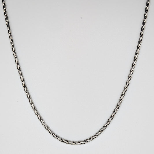 Polished sterling silver Spiga chain Necklace with braided like design.