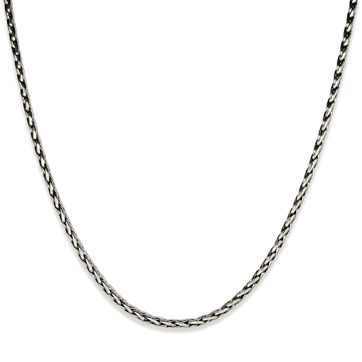 Polished sterling silver Spiga chain Necklace with braided like design.
