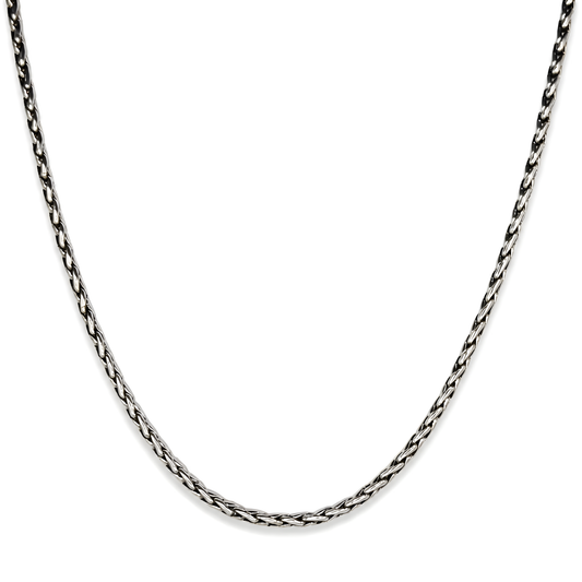 Polished sterling silver Spiga chain Necklace with braided like design.