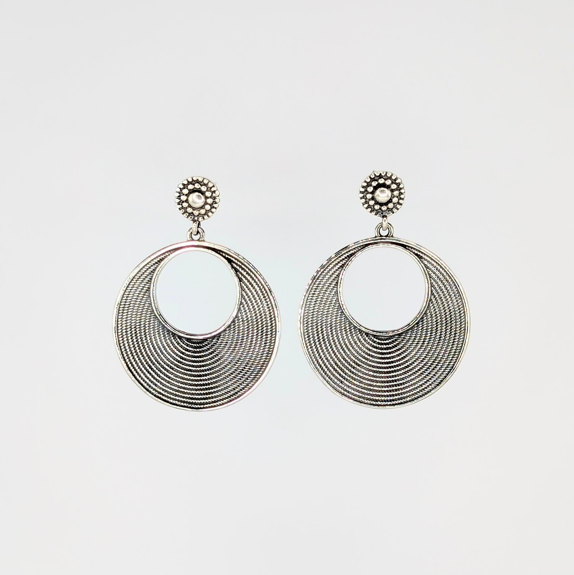 925 Sterling Silver Spiral Oxidized Earrings
