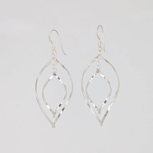 Pair of 925 Sterling Silver Twist Dangle Earrings