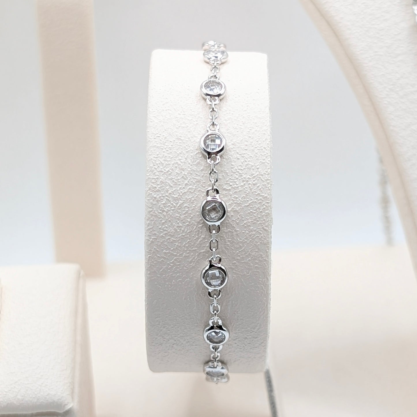 925 Sterling Silver Zircon Ball Necklace Set - Bracelet