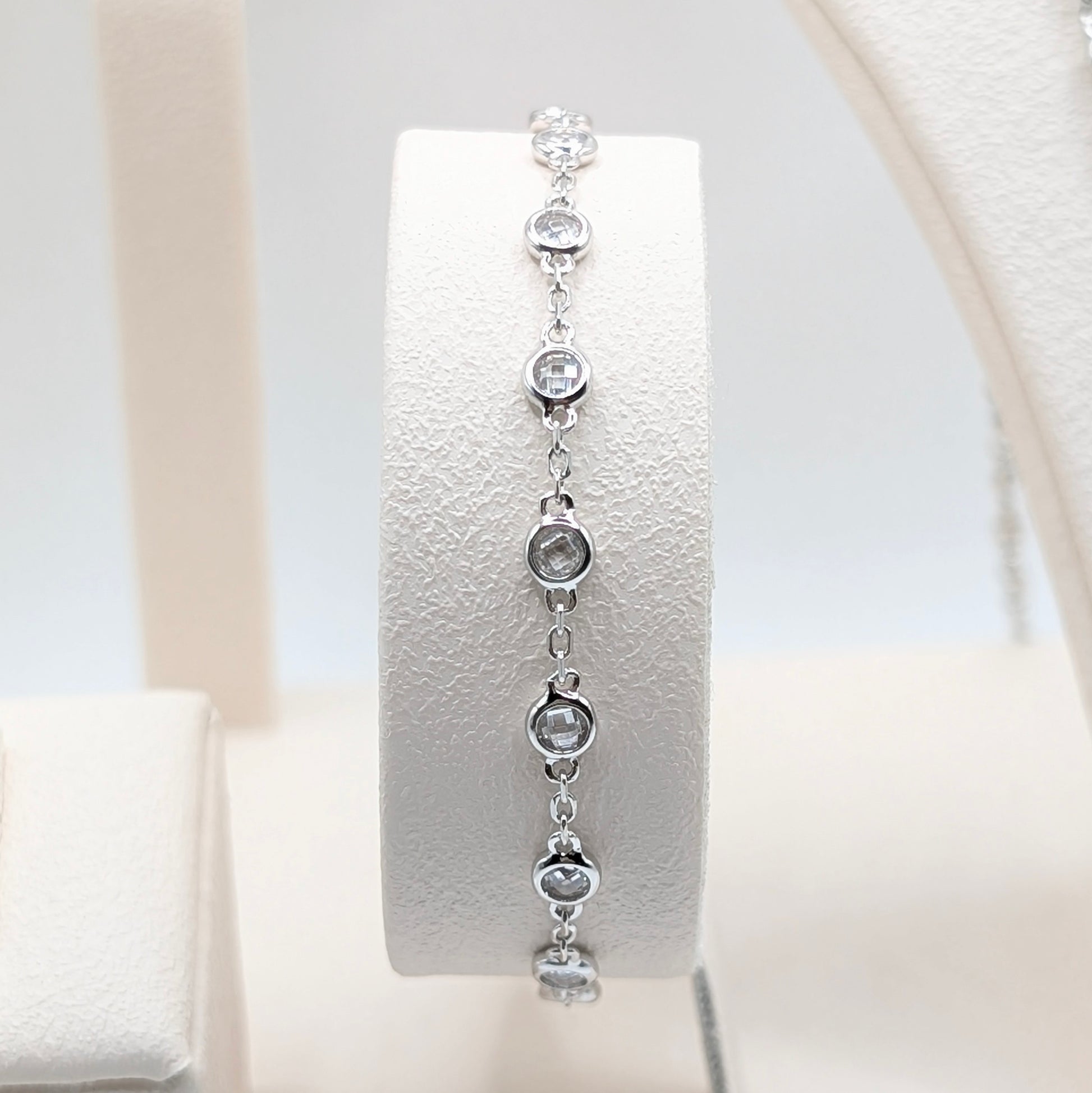 925 Sterling Silver Zircon Ball Necklace Set - Bracelet