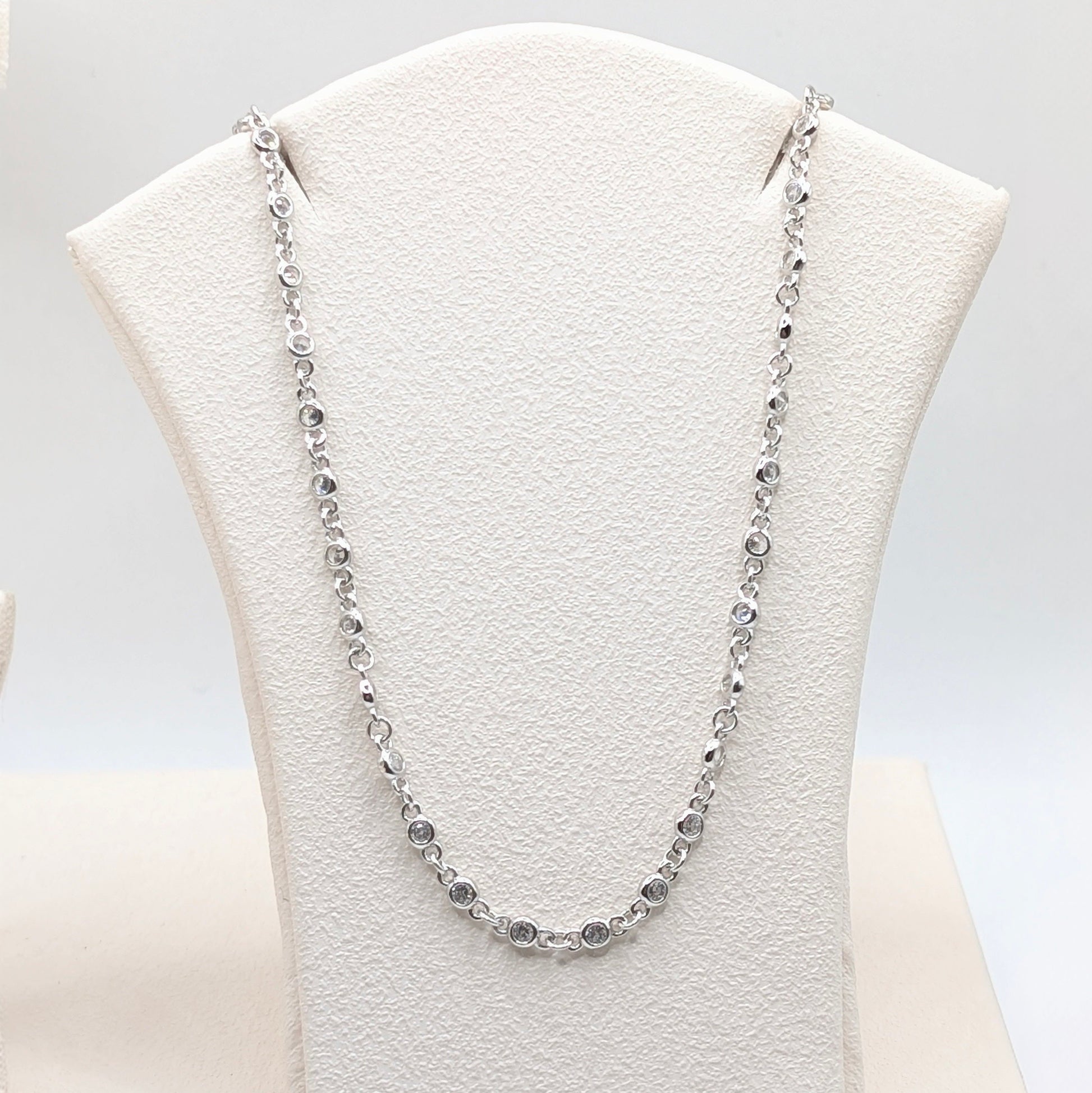 925 Sterling Silver Zircon Ball Necklace Set