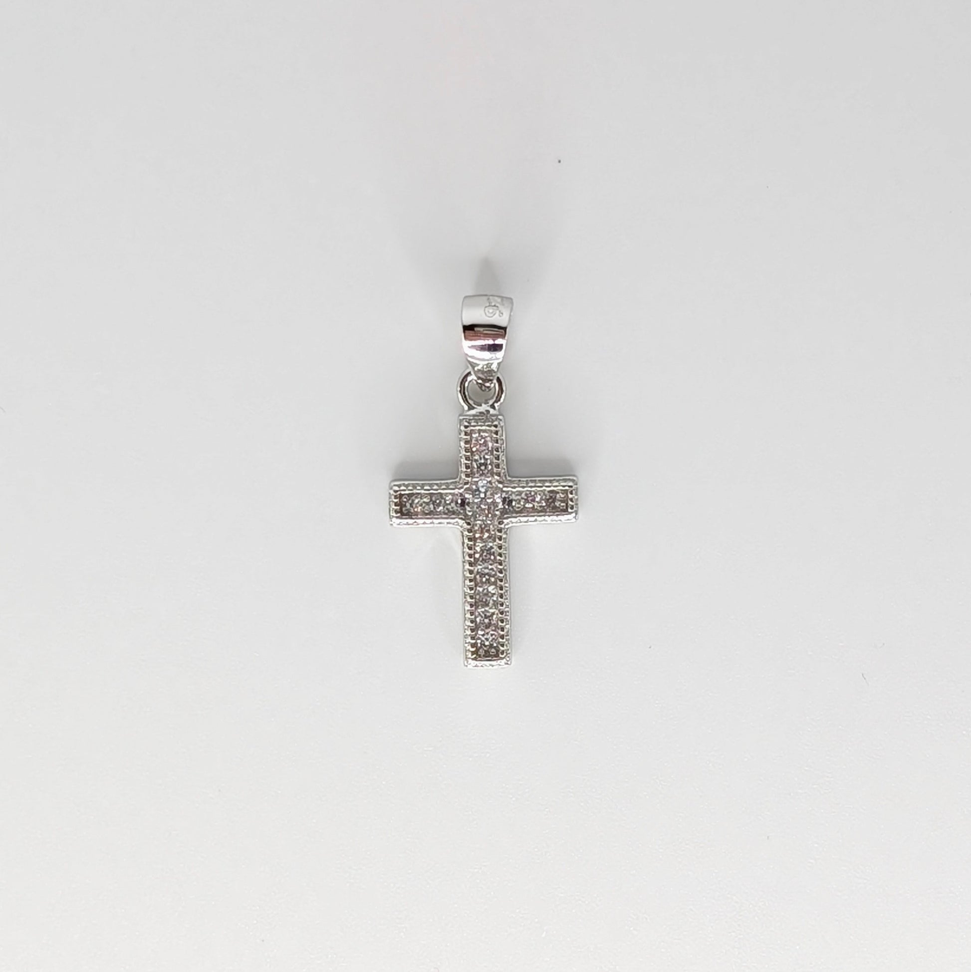 925 Sterling Silver Zircon Cross Pendant - Unisex / Spiritual