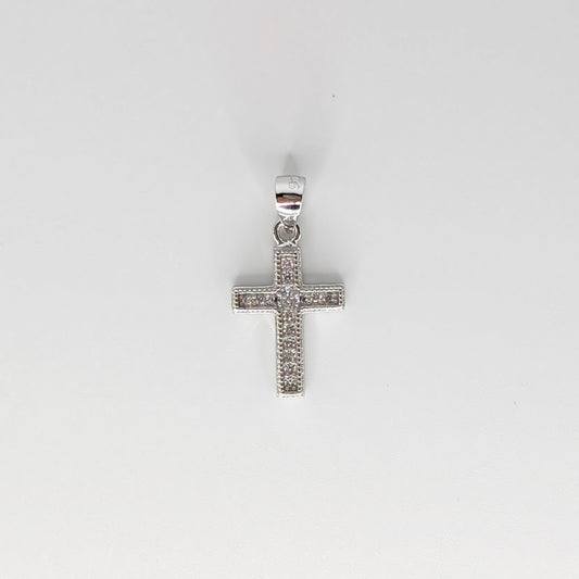 925 Sterling Silver Zircon Cross Pendant - Unisex / Spiritual