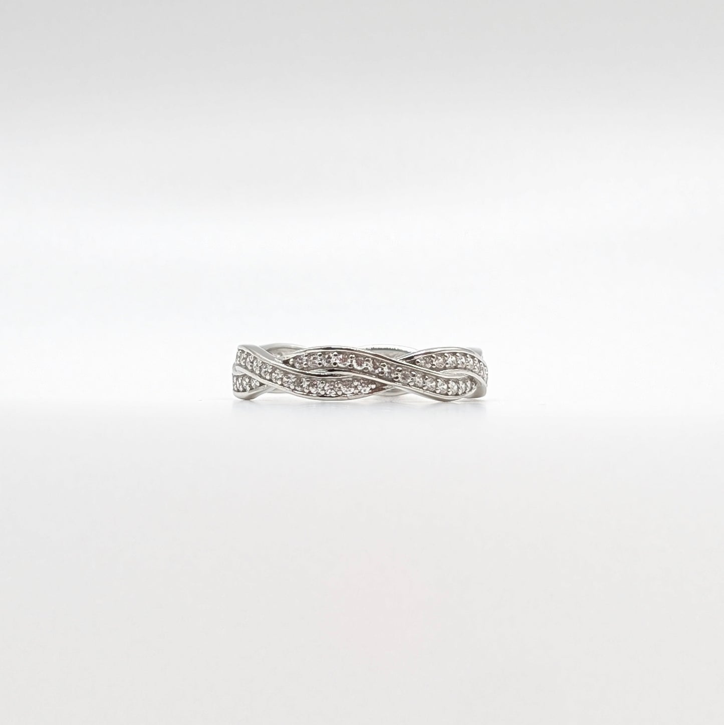 925 Sterling Silver Puzzle Ring with Zircon