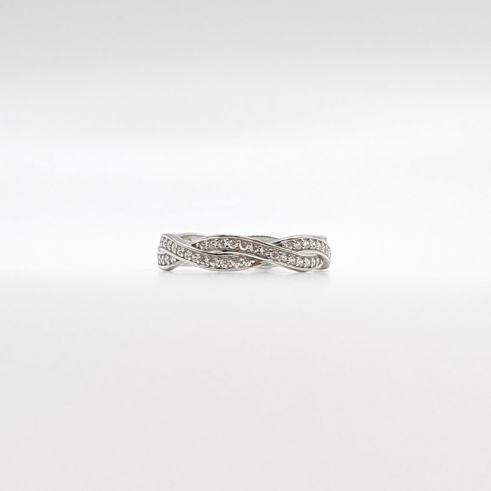 925 Sterling Silver Puzzle Ring with Zircon