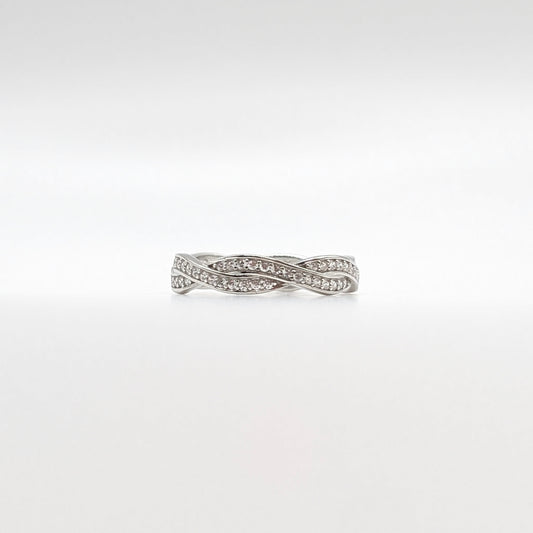 925 Sterling Silver Puzzle Ring with Zircon
